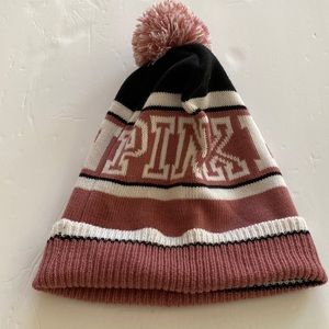 PINK Victoria's Secret Pink Nation Knit Hat with
Pom Pom